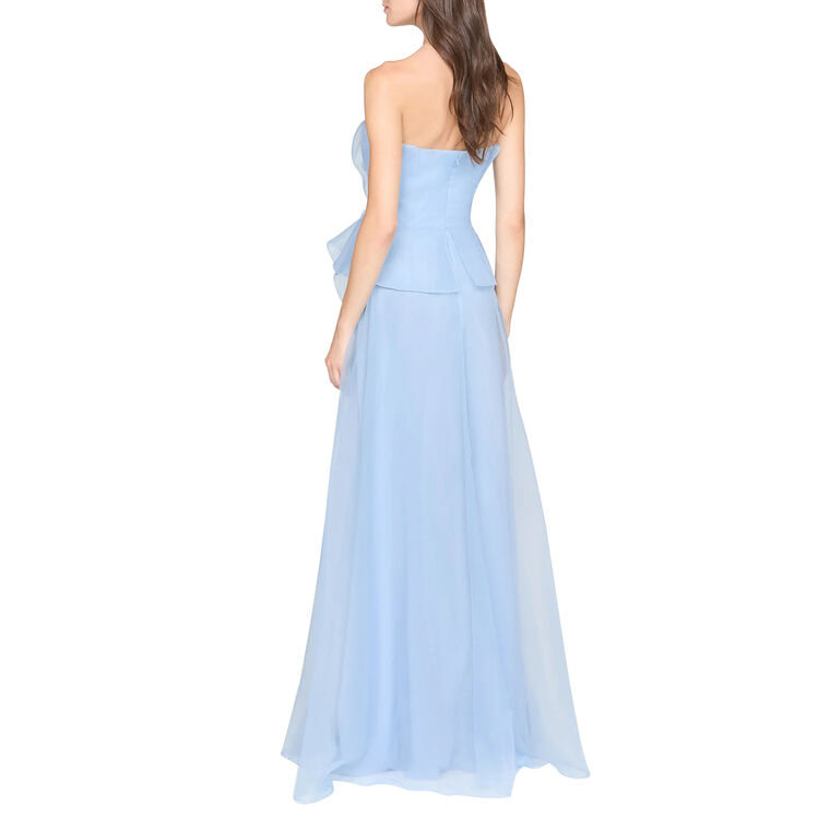 Gilda Strapless Draped Rose Organza Gown image number null