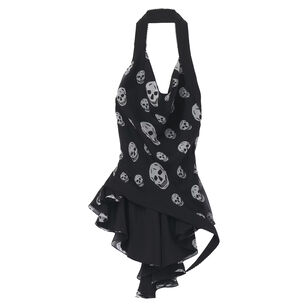 Skull Print Scarf Halter Neck Top