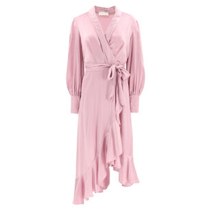 Silk Wrap Midi Dress