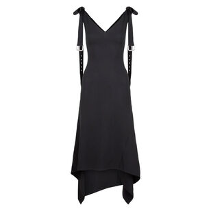 Sleeveless Buckled Bow Tie Strap Midi Dress