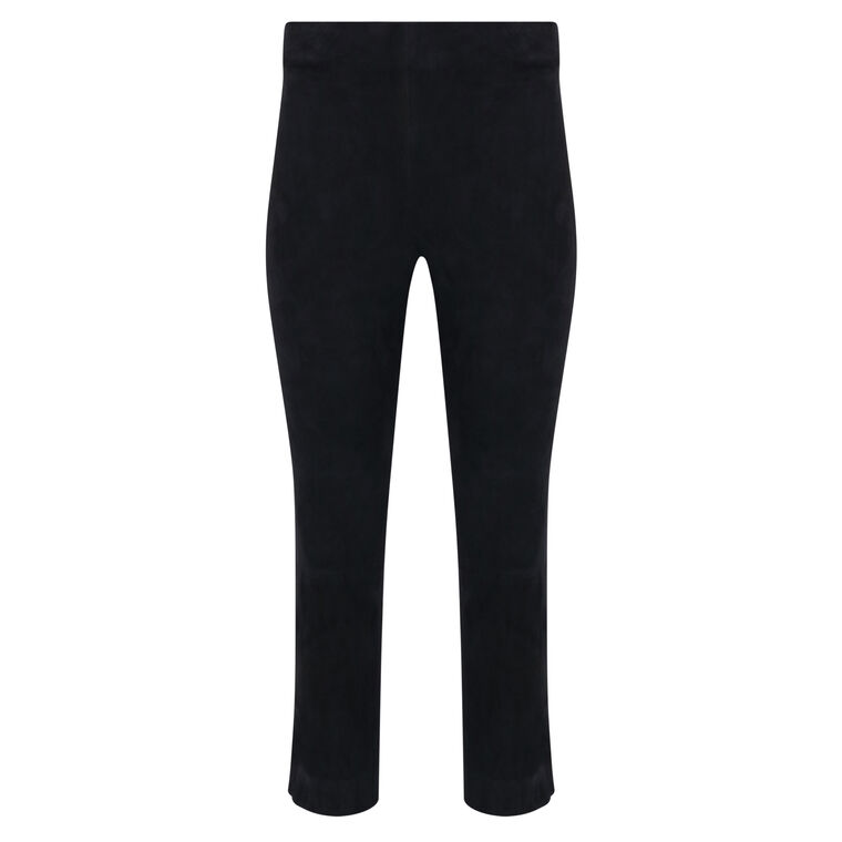 Stretch Suede Split Hem Cropped Pants image number null