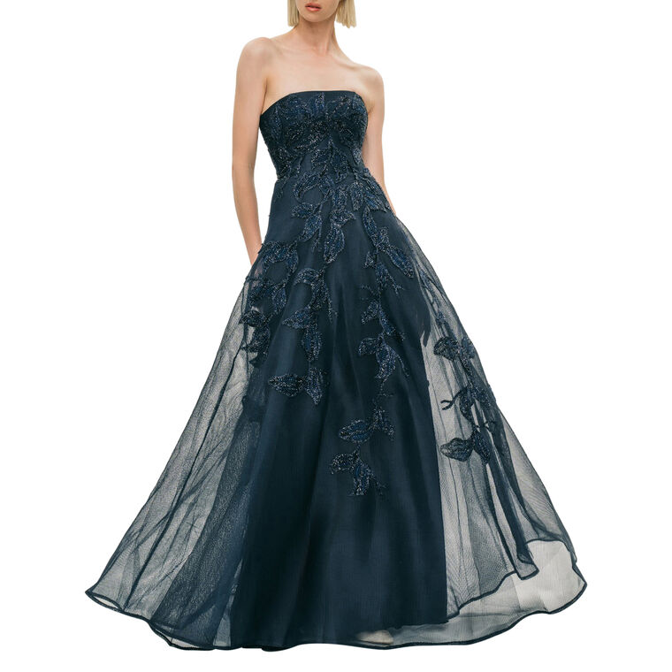 Embroidered Lace Applique Off-The-Shoulder Gown image number null