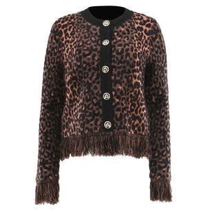 Leopard Fringe Cardigan Jacket