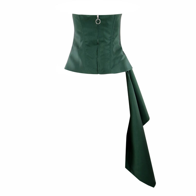 Heavy Satin Strapless Draped Asymmetrical Top image number null