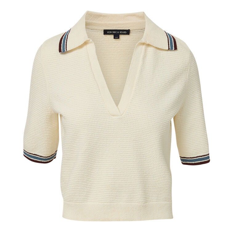 Quinelle Short Sleeve Knit Polo Sweater image number null