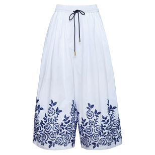 Whisper Smocked Waist Cropped Wide-Leg Pant