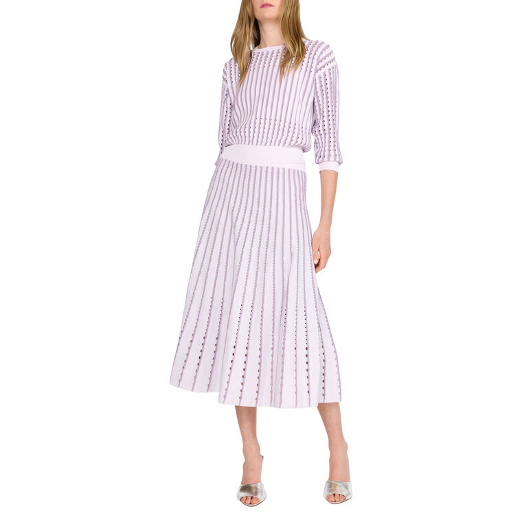 Anaya Pinstripe Open-Knit Sweater image number null