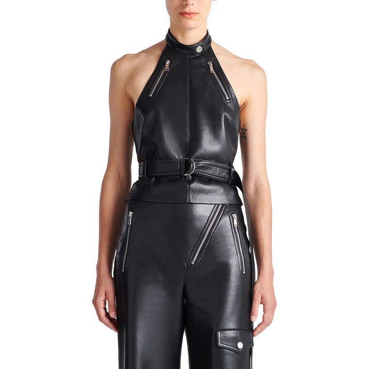Sybel Regenerated Leather Halterneck Top image number null