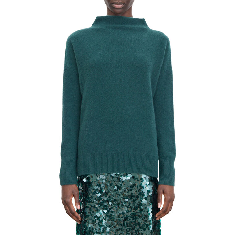 Plush Cashmere Funnel-Neck Sweater image number null