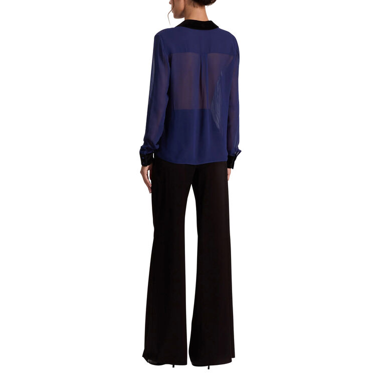 Willa Combo Placket Long Sleeve Sheer Blouse image number null