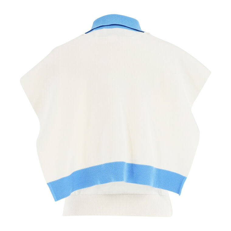 Knitted Tie Scarf Short Sleeve Polo Set image number null