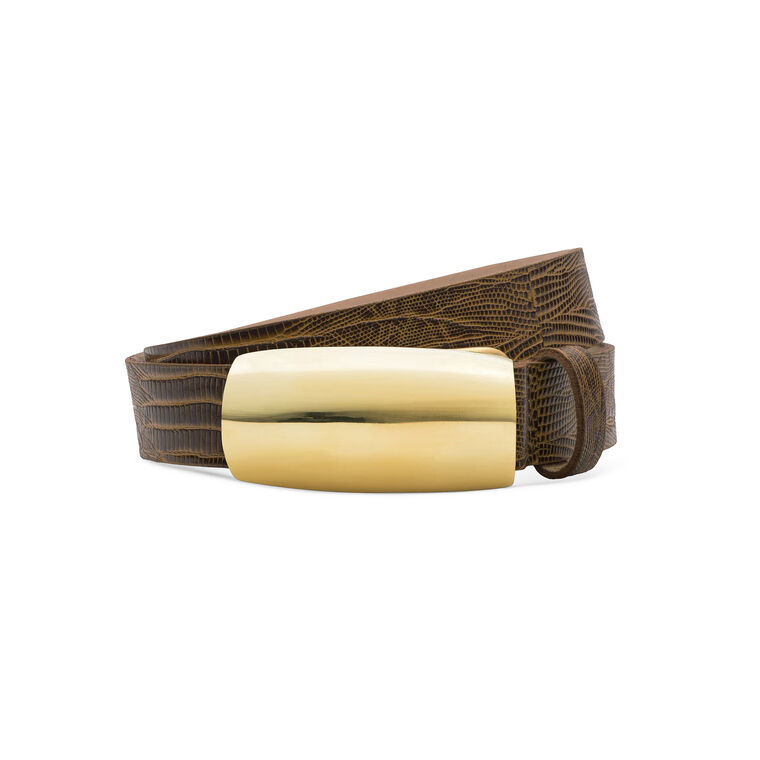 Marlowe Lizard-Embossed Leather Belt image number null