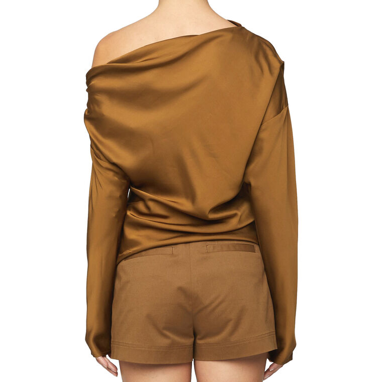 Piper Satin Asymmetrical Draped Top image number null