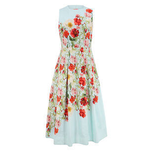 Floral Cotton Sleeveless Daytime Fit And Flare Dress