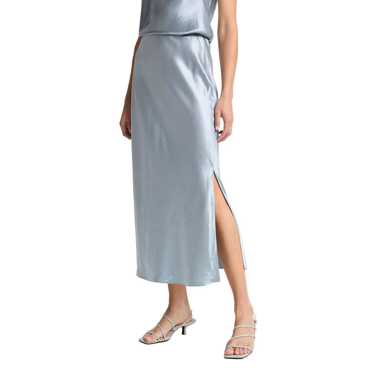 Satin Side-Slit Slip Skirt image number null