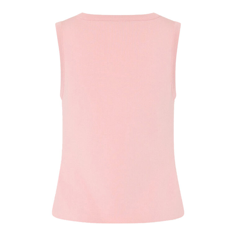 Satin-Knit Combination V-Neck Shell Top image number null