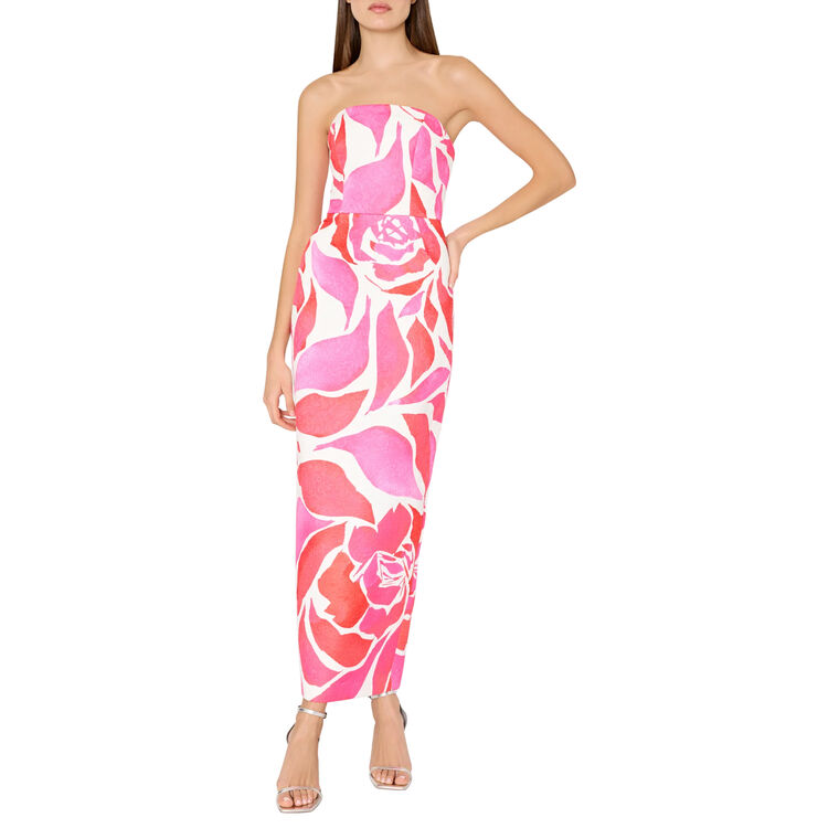 Orion Dream Rose Strapless Jacquard Maxi Dress image number null