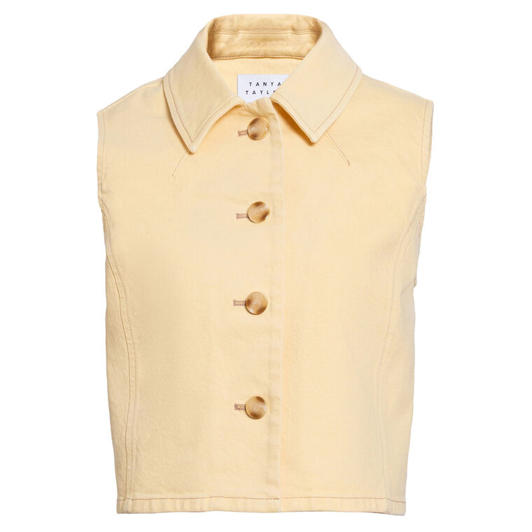 Parton Sleeveless Collared Denim Top image number null