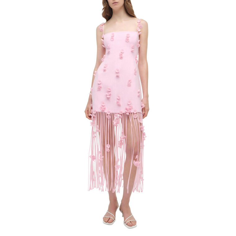 Juliana Sleeveless Floral Applique Midi Dress image number null