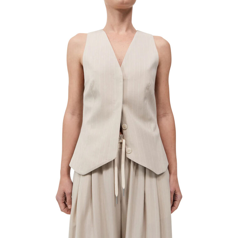 Pinstripe Wool Vest image number null