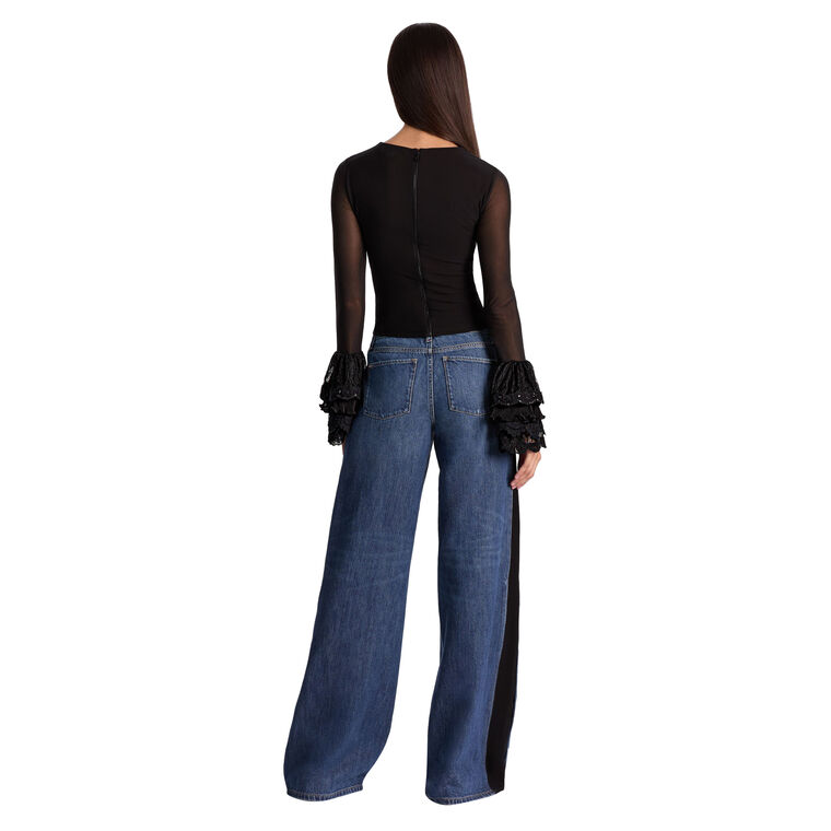 Delaina Long Sleeve Crop Top With Ruffle Cuff image number null