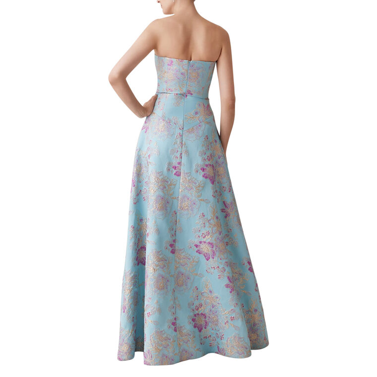 Strapless Metallic Multi Jacquard Gown image number null
