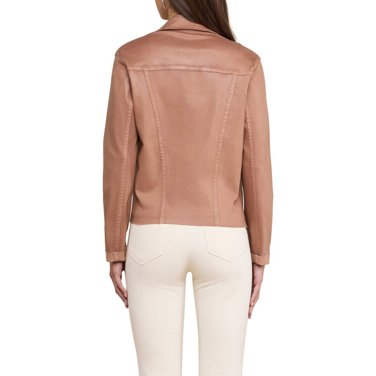 Janelle Slim Raw Coated Jean Jacket image number null