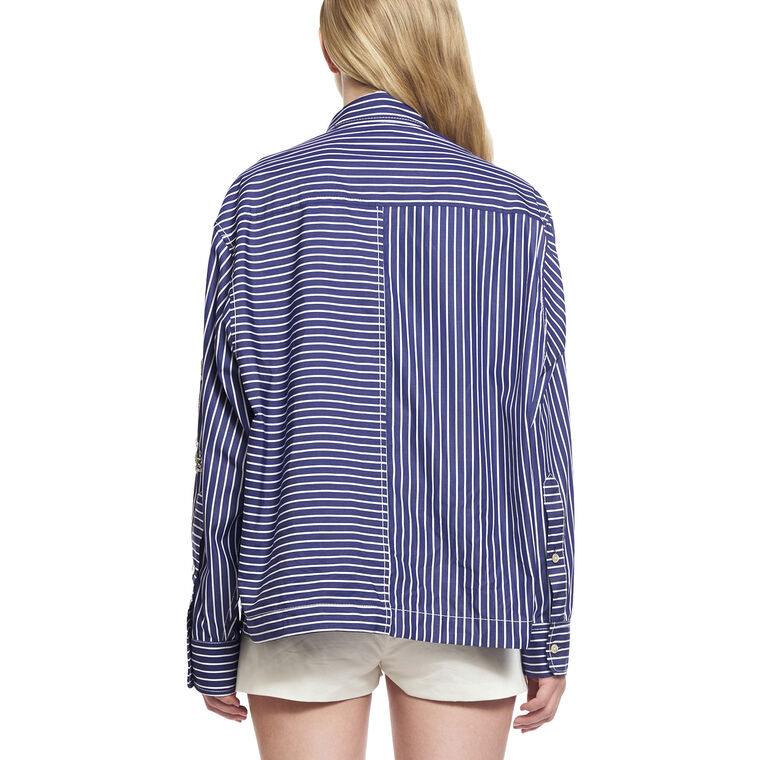 Hibiscus Embroidered Stripe Shirt image number null