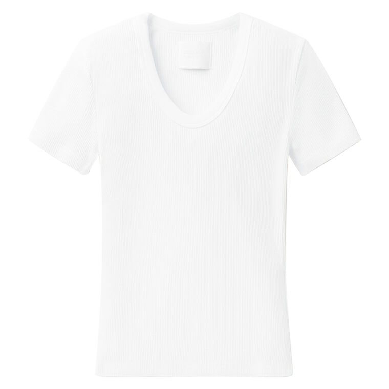 Maude Ribbed U-Neck Short Sleeve Tee image number null