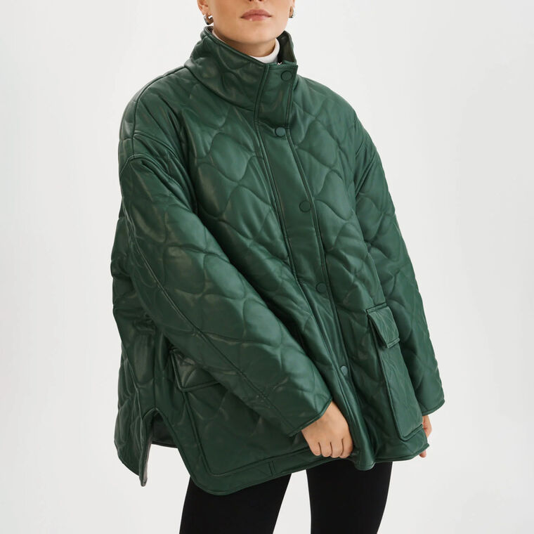 Verina Faux Leather Quilted Coat image number null