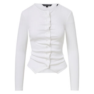 Jasminah Long Sleeve Ruched Button-Front Top