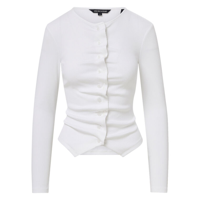 Jasminah Long Sleeve Ruched Button-Front Top image number null