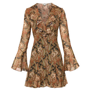 Adrienne Long Sleeve Silk Mini Dress