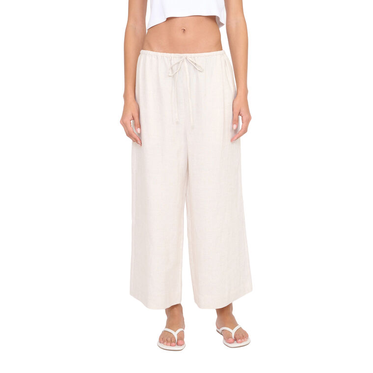 Mateo Linen Cropped Wide-Leg Pant image number null
