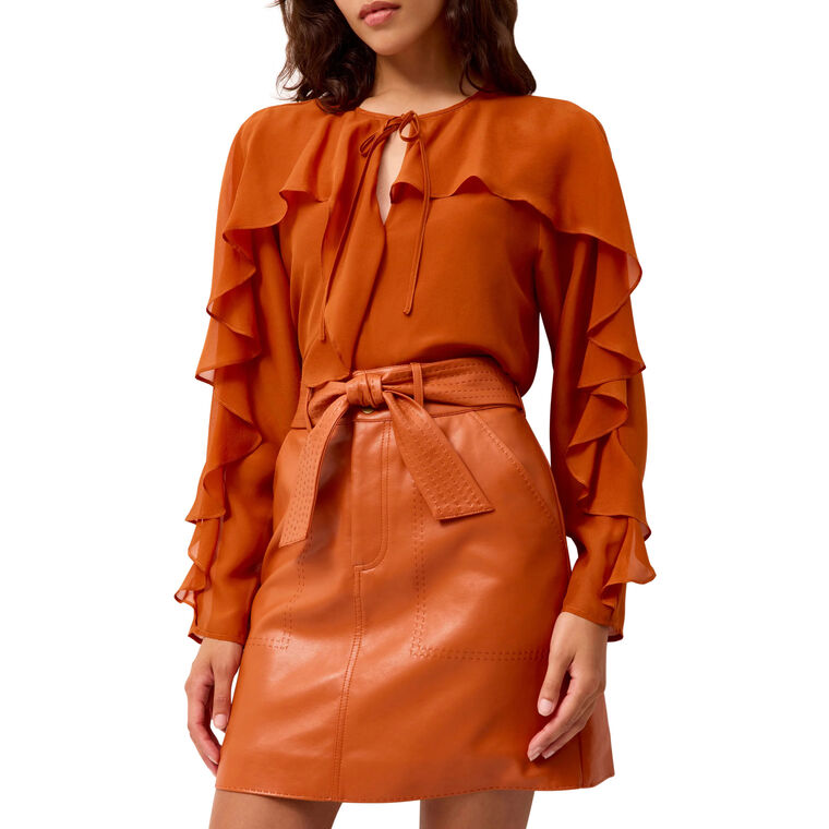 Vallie Belted Vegan Leather Mini Skirt image number null