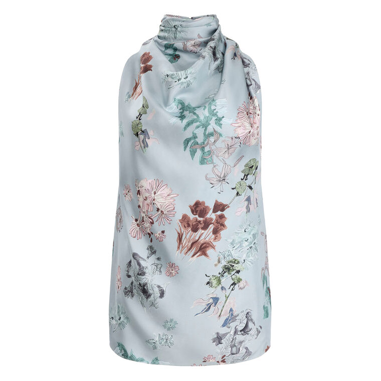 Sleary Sleeveless Silk Scarf Top image number null