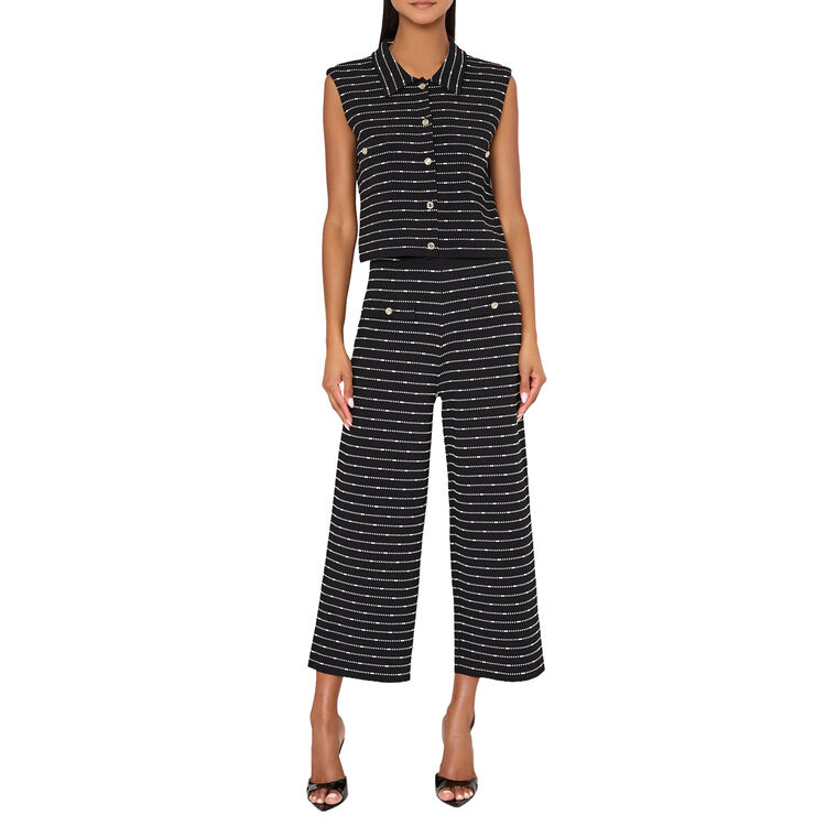 Lettie Striped Knit Cropped Wide-Leg Pants image number null