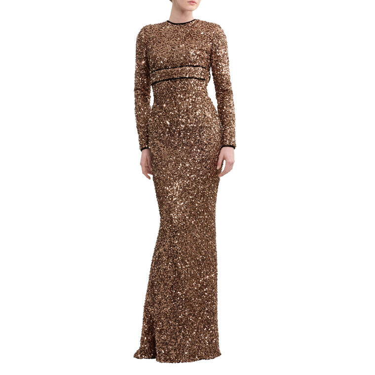 Sequin Embroidered Long Dress image number null