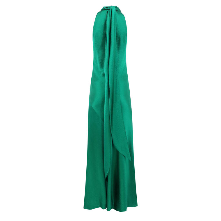 Hammered Satin Halter Neck Gown image number null