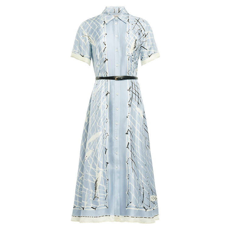 Kiera Short Sleeve Belted A-Line Midi Dress image number null