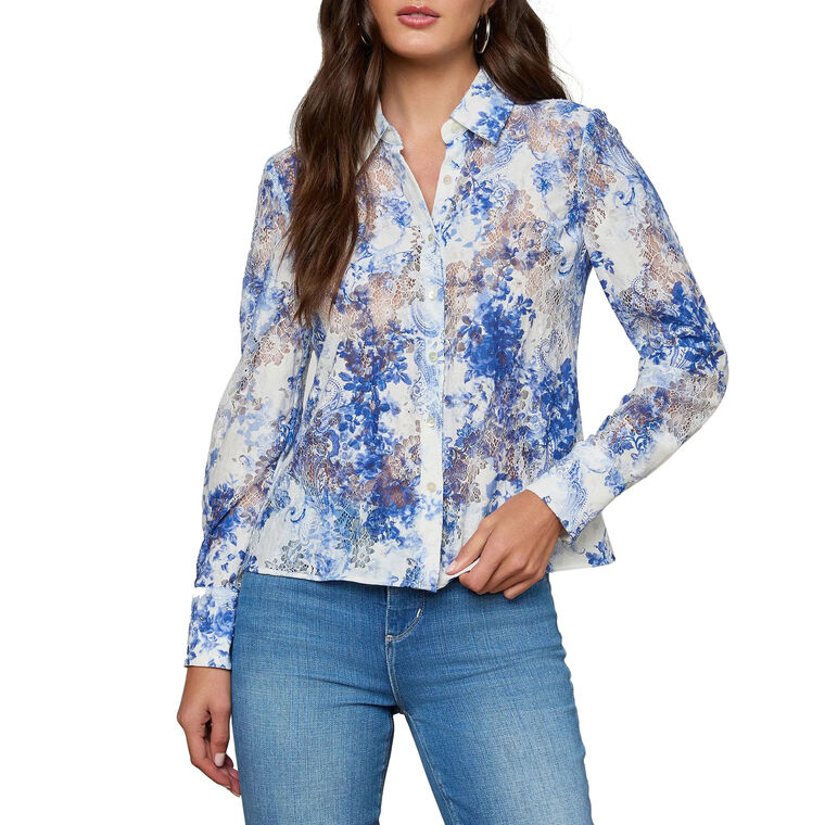 Maia Long Sleeve Lace Button Down Blouse image number null