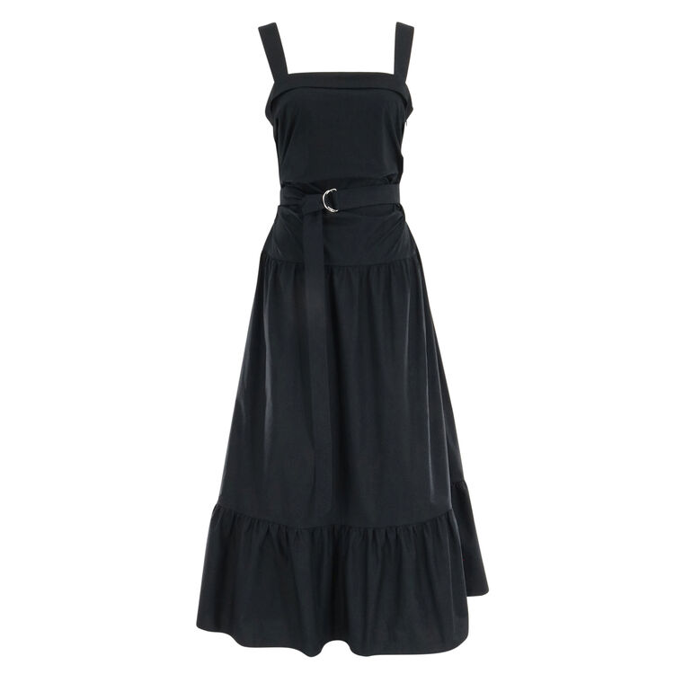 Natalie Stretch-Cotton Tie-Waist A-Line Midi Dress image number null