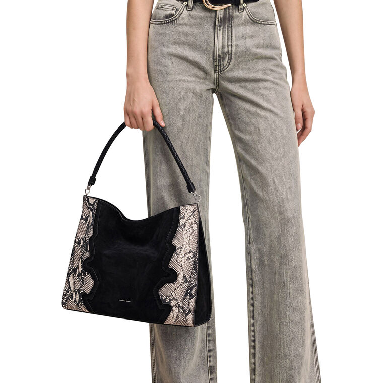 Vida Snake Embossed Shoulder Bag image number null