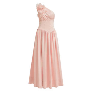 Demi One-Shoulder 3D Floral Detail Maxi Dress