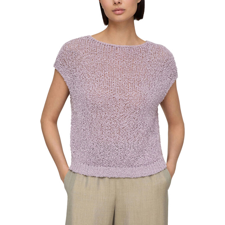 Open Stitch Bateau Neck Cap Sleeve Sweater image number null