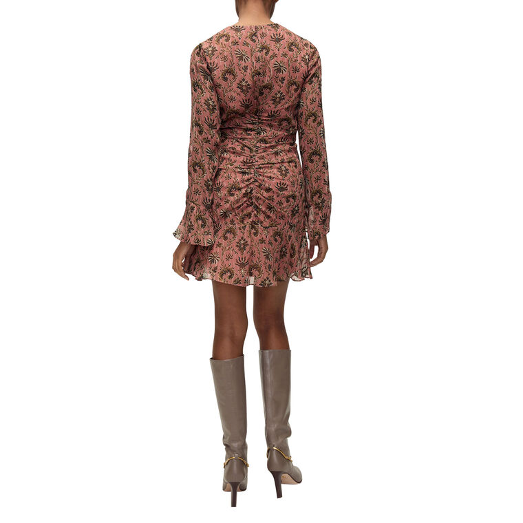 Beaty Long-Sleeve Ruched Mini Dress image number null