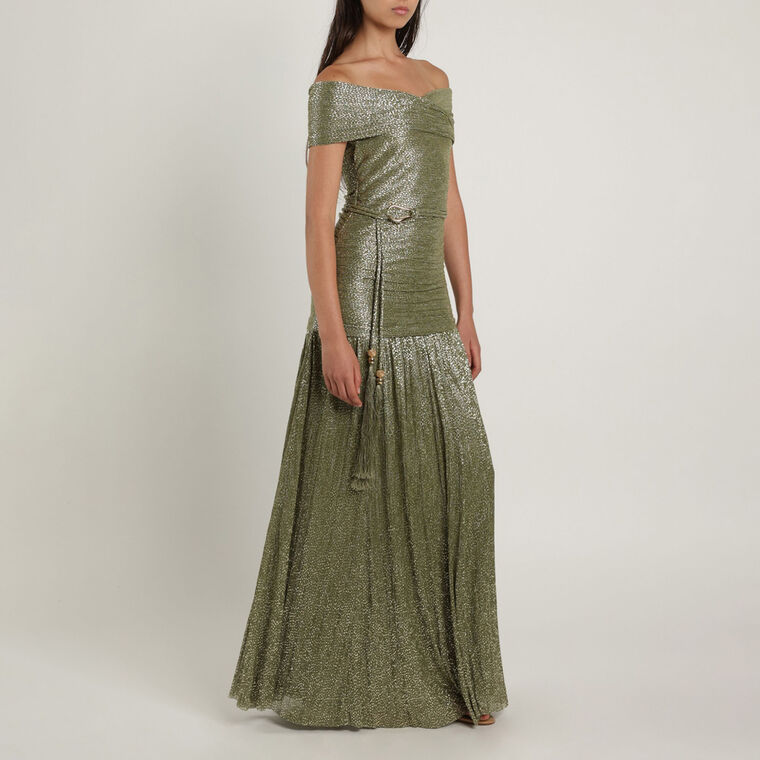 Nolan Off-Shoulder Belted Maxi Dress image number null
