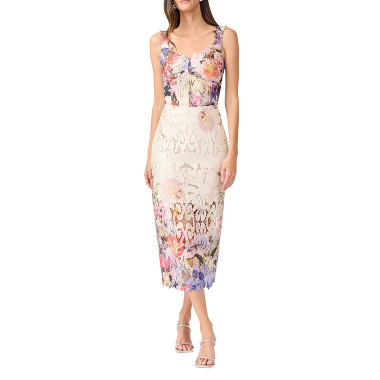 Matila Sleeveless Floral Lace Midi Dress image number null