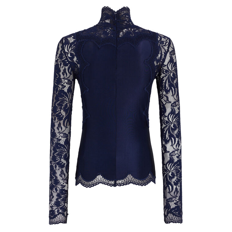 Long Sleeve Lace Turtleneck Top image number null