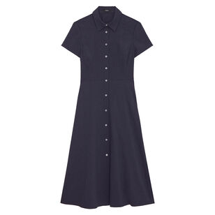 Short Sleeve Button Down Midi Dress In Good Linen